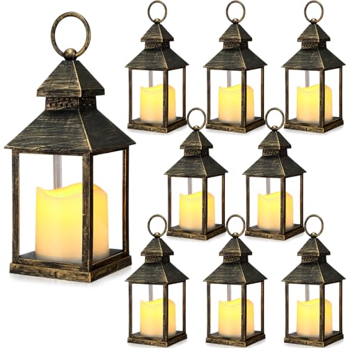Decorative Lanterns with Flameless Candles - Black, 8 Pack