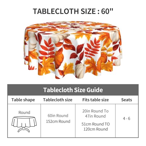 Fall Maple Leaf Tablecloth 60 Inch Round Harvest Autumn Pumpkin Decor