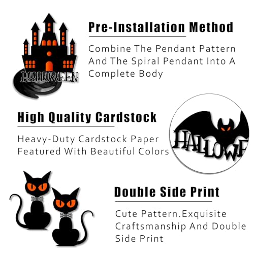 Halloween Swirl Spider Pumpkin Hanging Decorations Set - Large, Reusable Spooky Party Decor