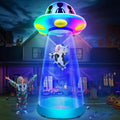 Tall Halloween Inflatable UFO Cow Abduction Decoration - 10 Ft with RGB Lights
