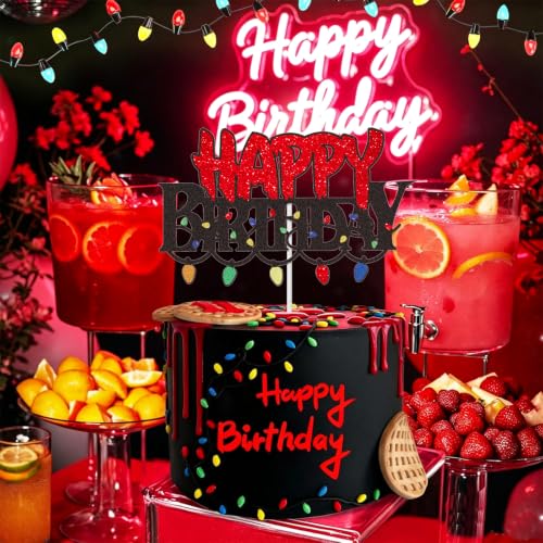 Red and Black Halloween Cake Topper Spooky Party Decoration
