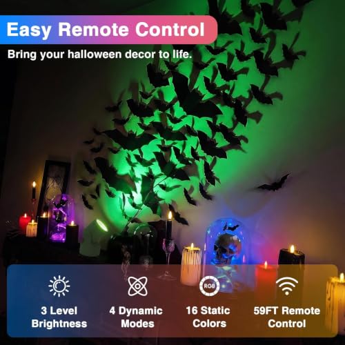 2 Pack Indoor RGBW LED Up Lights with Remote - 6W Floor Spotlight for Halloween & Home Decor