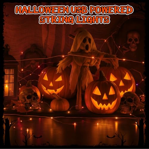 USB Fairy Lights Set - 3 Pack 16 ft Orange String Lights for Holiday & Party Decor