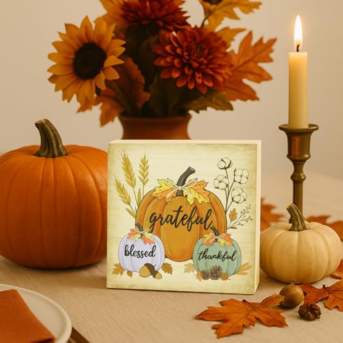 Reversible Wooden Fall Decor Pumpkin Halloween Thanksgiving Sign