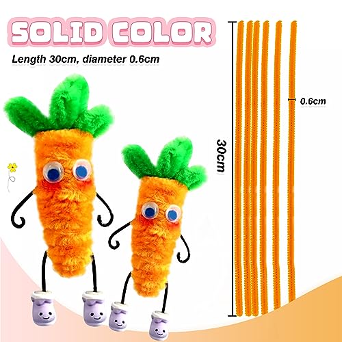 Orange Pipe Cleaners 100pcs Chenille Stems for Crafts & DIY Projects