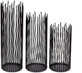 Black Metal Candle Holders Set of 3 - Modern Indoor & Outdoor Pillar Candlesticks with Varying Sizes - Metal Black / 3 Pack