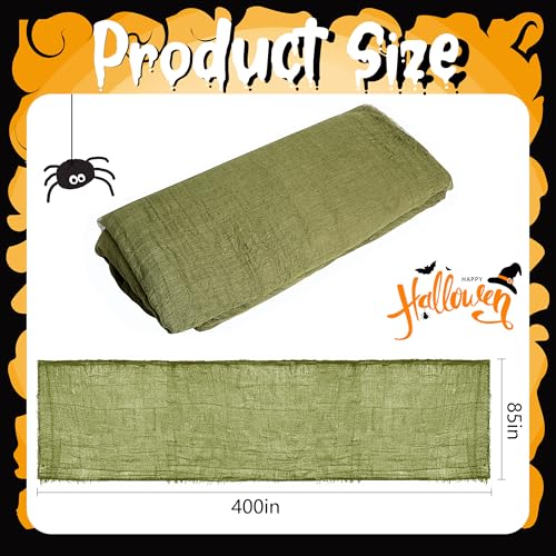 Green Halloween Creepy Cloth - 400x85 Inch Oversize Gauze for Spooky Decorations
