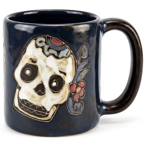16oz Handcrafted Day of the Dead Sugar Skull Mug - Ceramic Coffee Cup