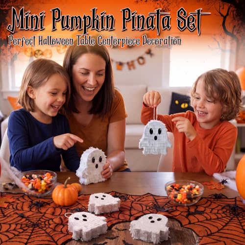 Mini Halloween Ghost Piñata Set - 6 Party Favors, Decorations, Kids