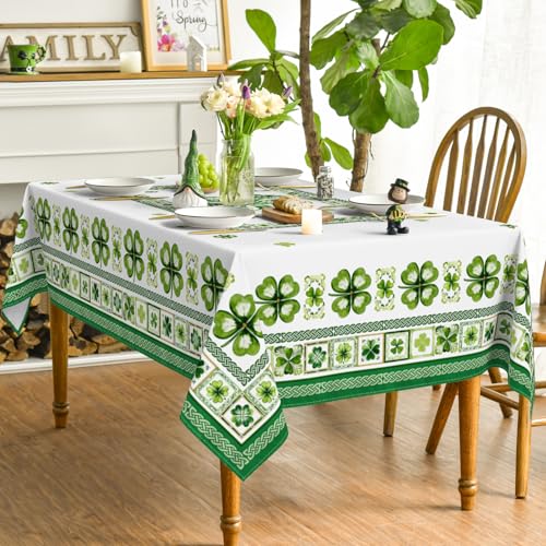 Horaldaily St. Patrick's Day Tablecloth 60x84 Inch Rectangular Green Boho Decor