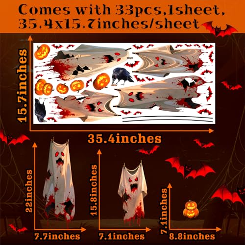 Halloween Ghost Wall Stickers Decals - Funny Spooky Bat Scene, Variation: Halloween Ghosts