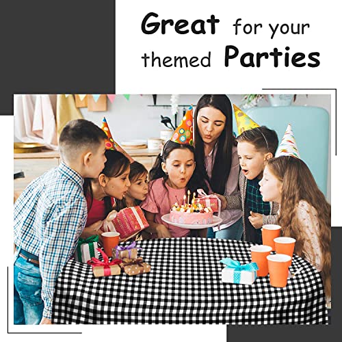 Checkered Black Round Plastic Tablecloth 84 Inch - Disposable Party Cover - Variation of THIS listing