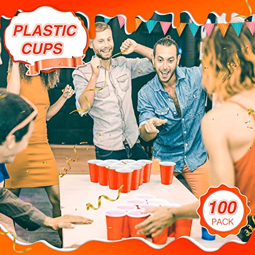 Orange 16 oz Party Plastic Cups 100 Pack - Disposable Drinkware for Events
