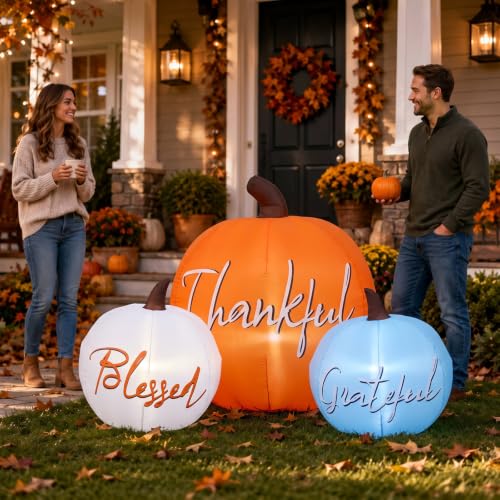 5FT Inflatable Fall Pumpkin Decor with LED Lights for Outdoor Yard