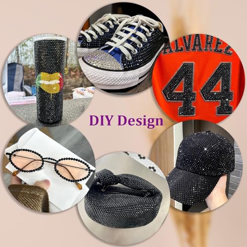Black Flatback Rhinestones Crafting Kit with Glue Small Pack - B7000 Jewelry Adhesive