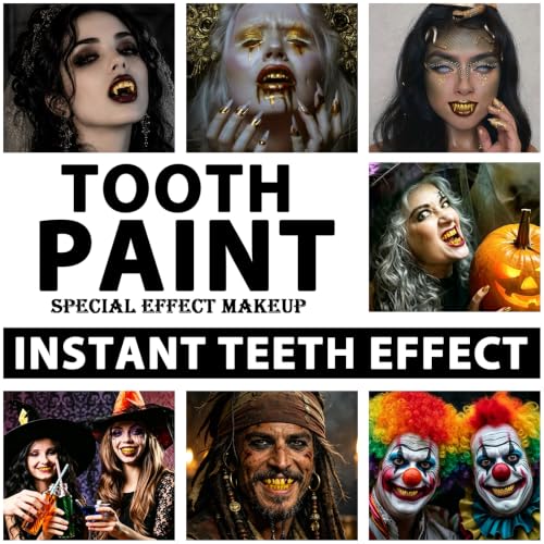Gold Tooth FX Paint - Temporary Metallic Teeth Makeup for Halloween and Cosplay