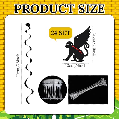 24 Pcs Wizard Monkey Hanging Decorations Garland Banner Swirl Decor - Black