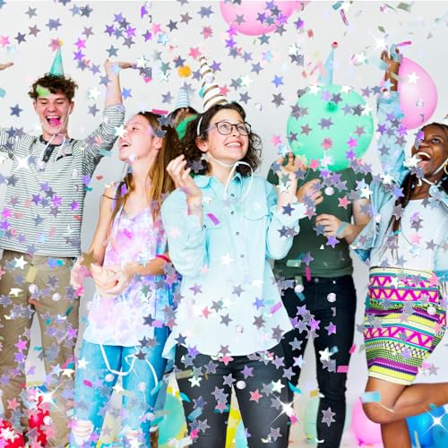 Silver Glitter Star Confetti with Diamonds - 3000 Pieces, Party Table Decor