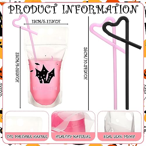 Witch Time Halloween Drink Pouches Set with Straws - 24 Pack