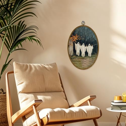 Halloween Laundry Ghost Canvas Wall Art - Oval Shape, 8.6x11.4, Color21
