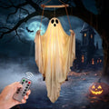 White 5FT Hanging Ghost with Remote Control Halloween Decorations Outdoor