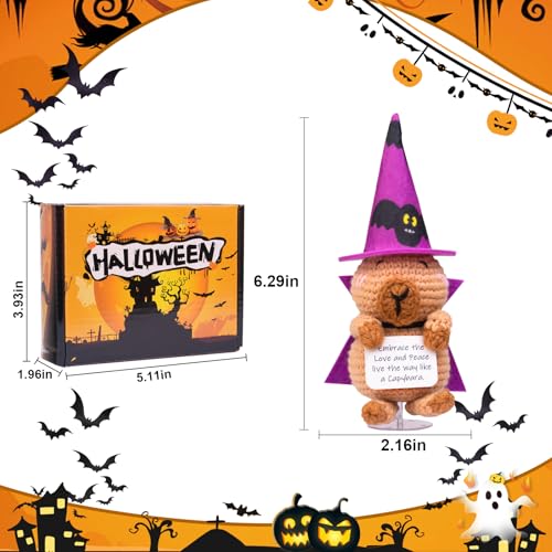 Halloween Support Cucumber Witch Hat and Cloak Doll with Knitted Potato Toy - Brown