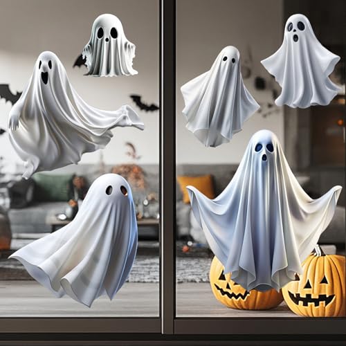 Halloween Ghost Window Clings - Reusable Static Decals for Glass Windows