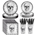 Skull Party Supplies Set for 20 Guests - Halloween Birthday Tableware