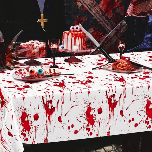 Bloody Halloween Disposable Tablecloths - 4 Pack 54 x 108 Inches