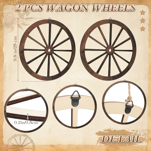 6 Pack Rustic Hay Bale & Wooden Wagon Wheel Decor Set - Farmhouse Style