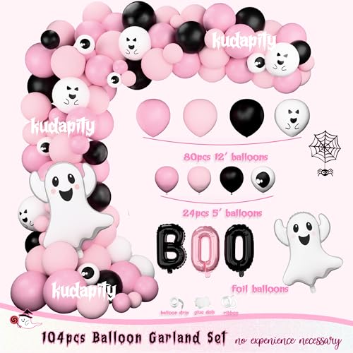 Pink Halloween Party Decorations Kit with Balloons, Banner & Backdrop