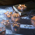 Frosted White Star Candle Holders Set - 10 Pcs Silver Ribbed Votives for Weddings & Holiday Decor