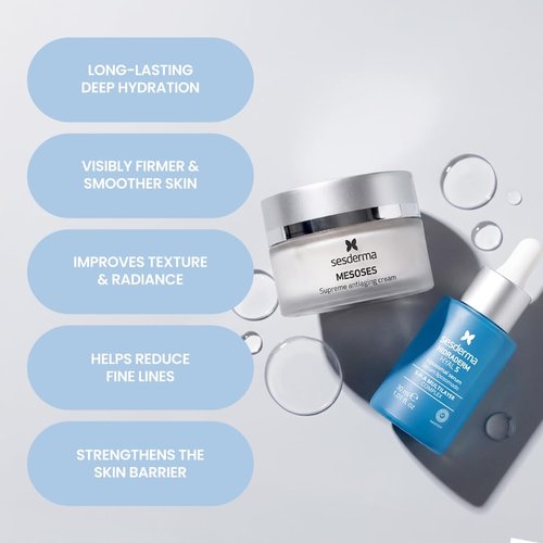 Sesderma Revitalizing Pack - Hydradrerm Hyal 5 Serum & Mesoses Cream | Hydrating Duo with 5 Types of Hyaluronic Acid, Niacinamide & Amino Acids for Brighter Skin