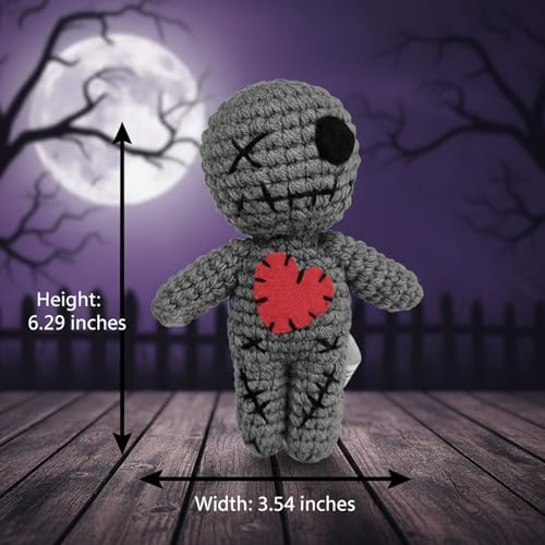 Grey Voodoo Doll with 18 Pins Stress Relief Creepy Plush Toy Halloween Decoration