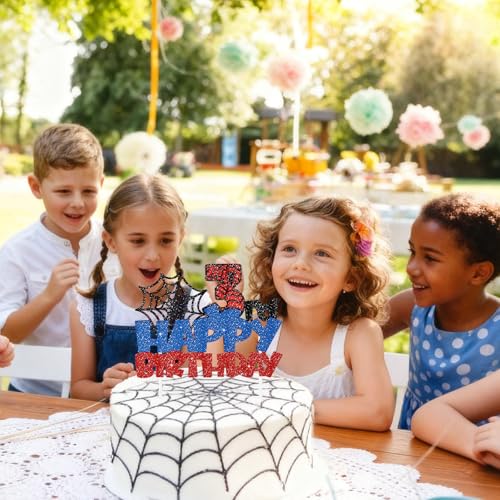 Spider Happy 3rd Birthday Cake Topper Glitter Spider Web 3 Variation