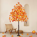1 Pack 6FT Lighted Maple Tree with 150 LED Fall Leaves for Indoor Outdoor Decor