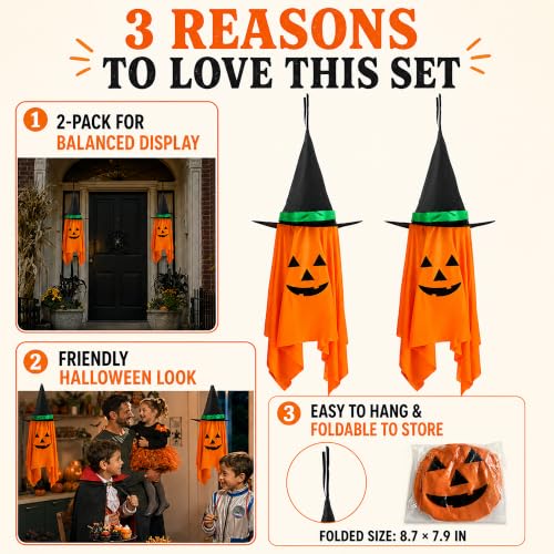 Weather-Resistant Hanging Pumpkin Decor Set for Halloween & Fall