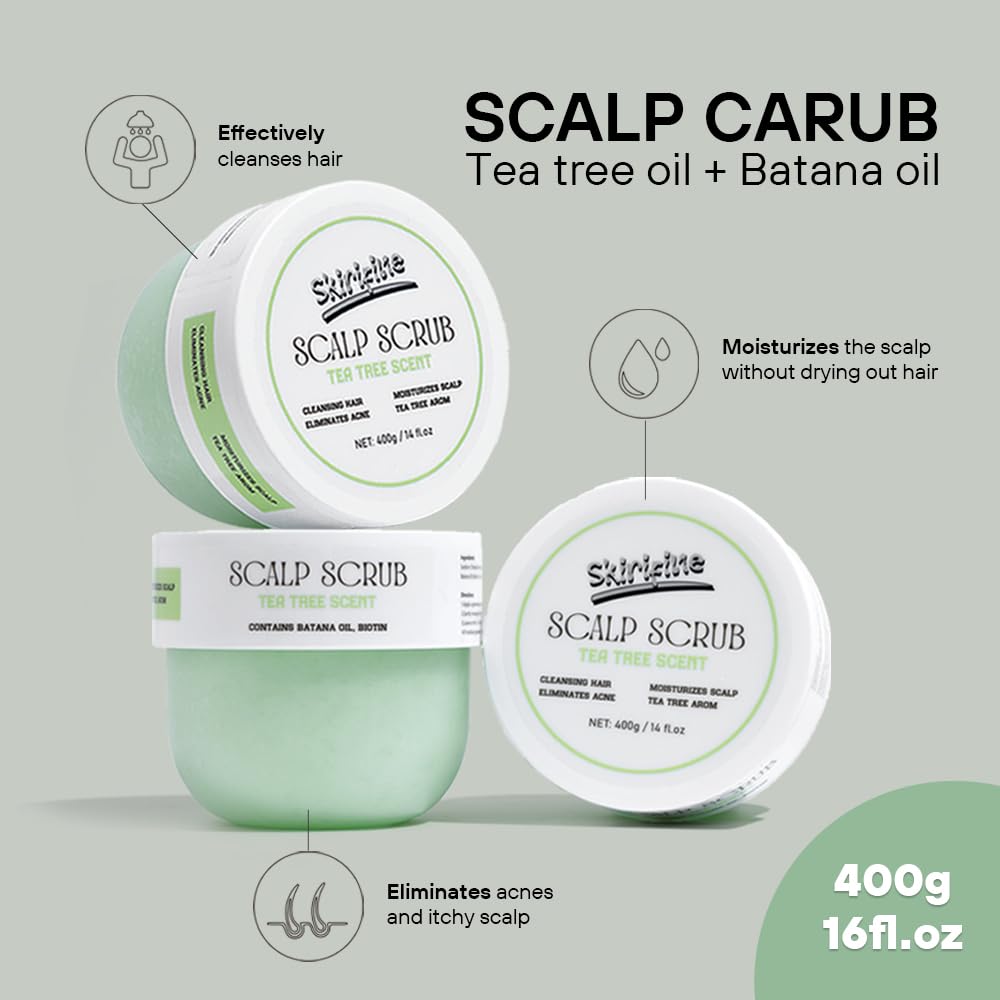 Tea Tree Scalp Scrub - Exfoliating & Moisturizing Treatment for Dry Scalp | 400g (14 fl. oz) Bottle