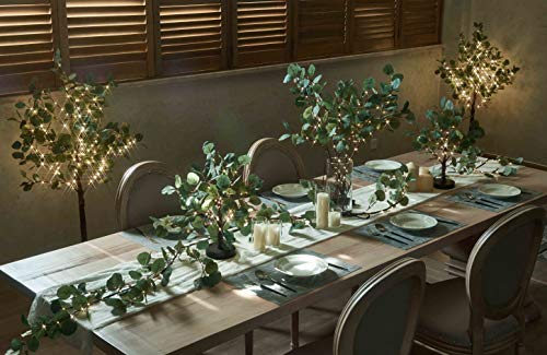 Lighted Eucalyptus Tree 4FT - Plug-in Artificial Greenery with 160 Warm White LEDs for Holiday & Party