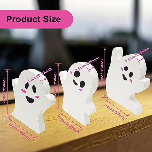Halloween Wooden Ghost Signs Set - Cute Tiered Tray Decor for Party & Home