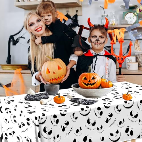 Halloween Tablecloth 2-Pack Black and White Nightmare Party Decor 70x43 Inches