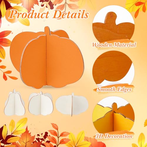 Solid Wooden Pumpkin Crafts Kit - 4.7 Inch Fall Thanksgiving Decor