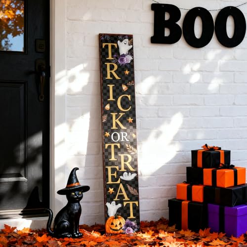 Large Halloween Welcome Sign for Front Door 47-inch Trick or Treat Porch Decor