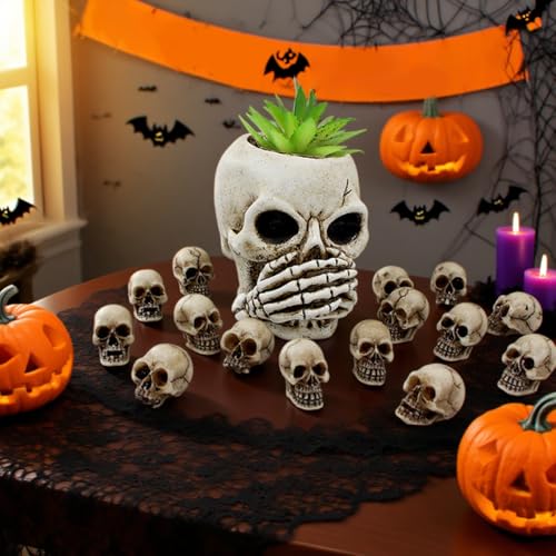 Halloween Mini Skull Set - 40 Realistic Resin Skeleton Heads for Decor