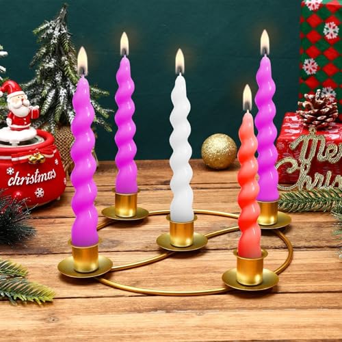 Gold 2 Pack Advent Wreath Candle Holders - 5 Candle Centerpiece for Christmas