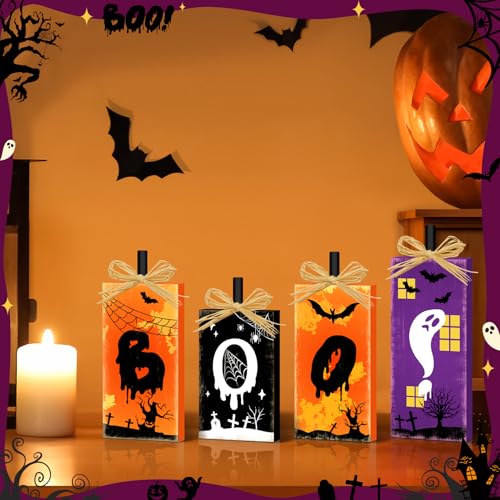 Britimes Halloween Ghost Bat Sign Tiered Tray Decor - BOO! Variation