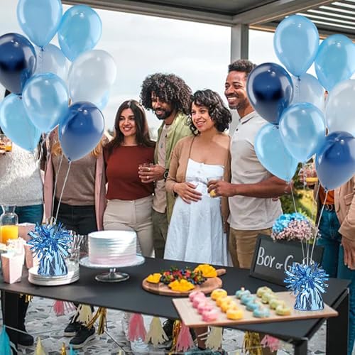 Light Blue Metallic Balloon Weights 16 pcs - Heavy Table Centerpiece Support