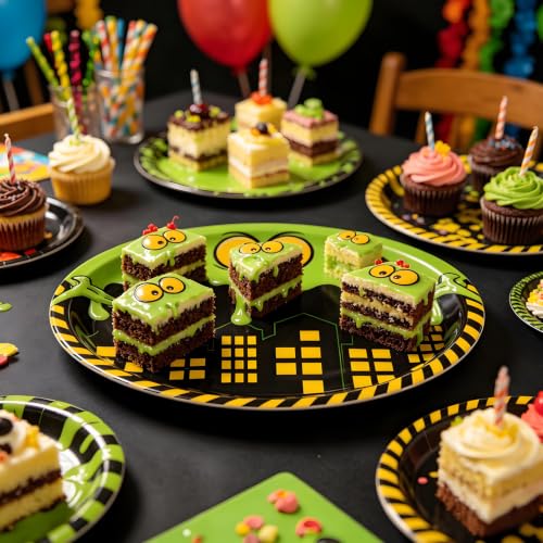 Green 81pcs Halloween Party Plates Set with Tablecloth - Pumpkin & Ghost Design