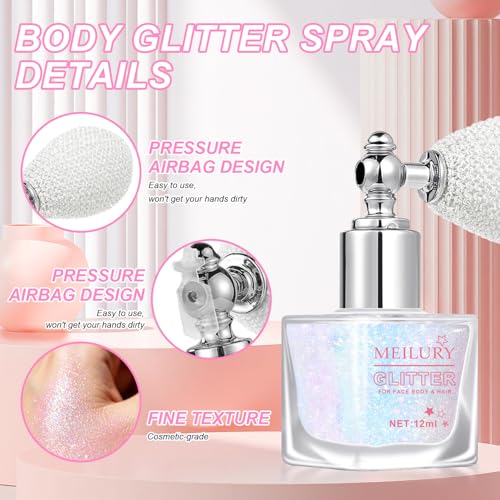 Rainbow Glitter Hair & Body Spray Set - Pink & Sparkling Pink Variation
