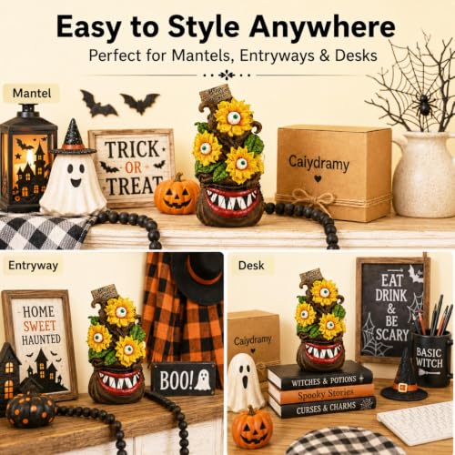 Halloween Creepy Sunflower Figurine - Horror Home Decor for Halloween
